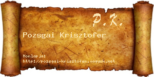 Pozsgai Krisztofer névjegykártya